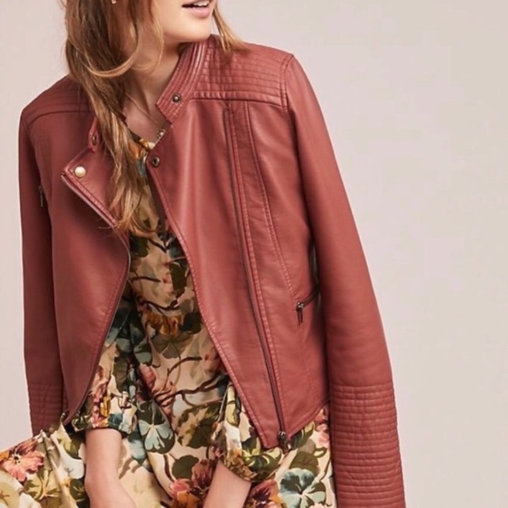 CCO💝2xHP Mauve sz med faux leather moto jacket
